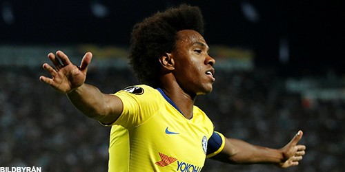 Willian firar sitt mål mot PAOK i Europa League, september 2018