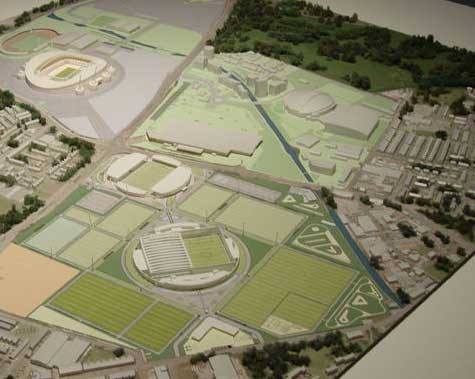 Modell över Etihad Campus